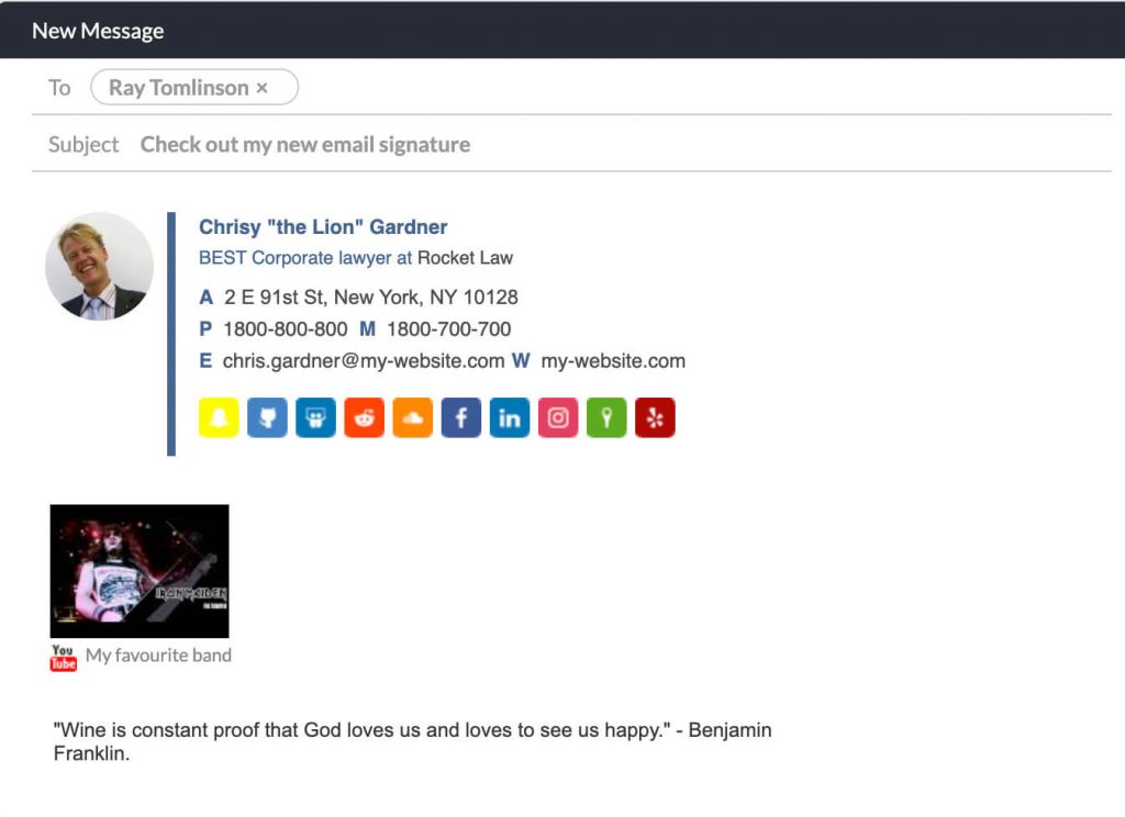 Create A Lawyer Email Signature In Minutes With Examples Templates   Bad Example For A Lawyer Email Signature 1024x744 